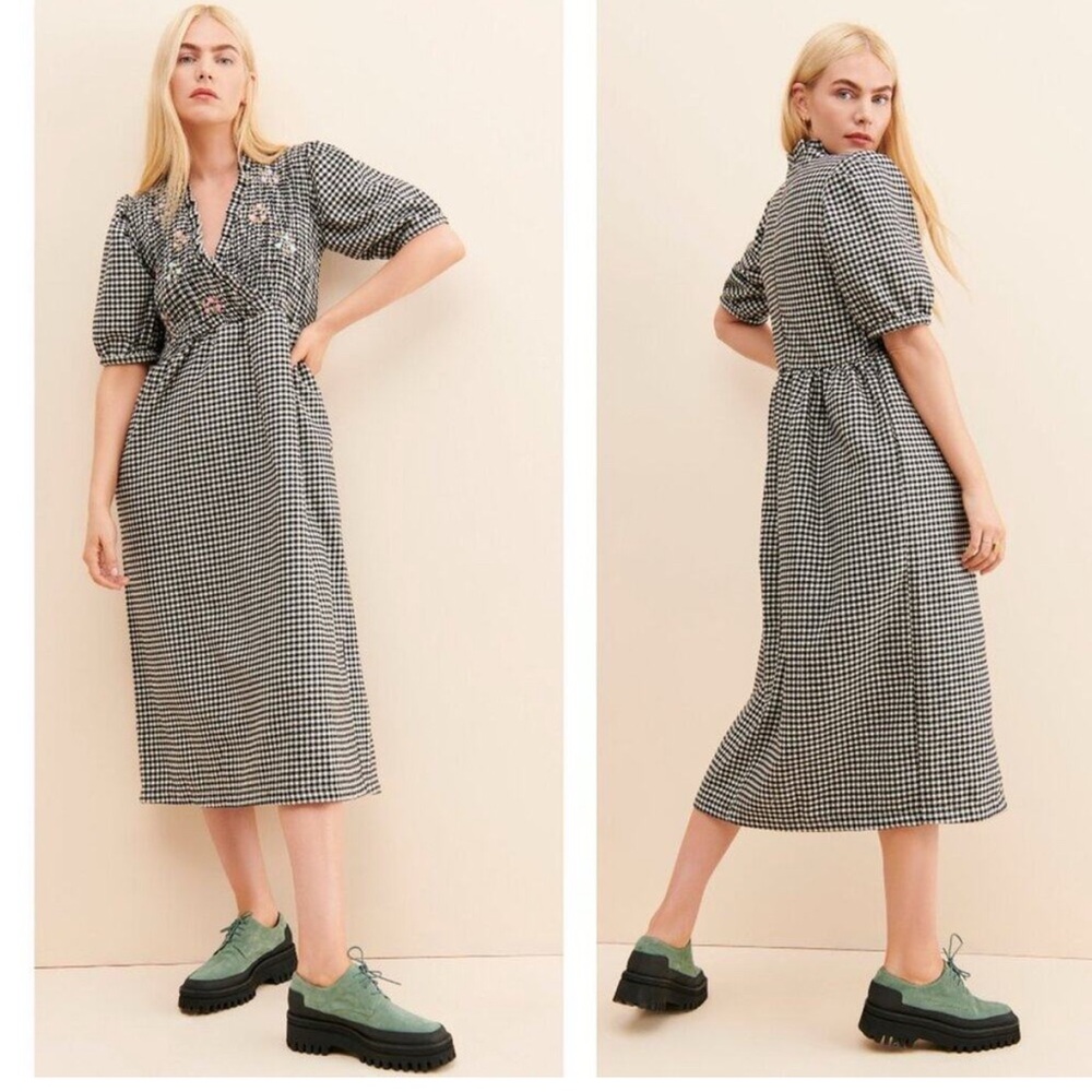 TACH Black and White Gingham Midi Dress
